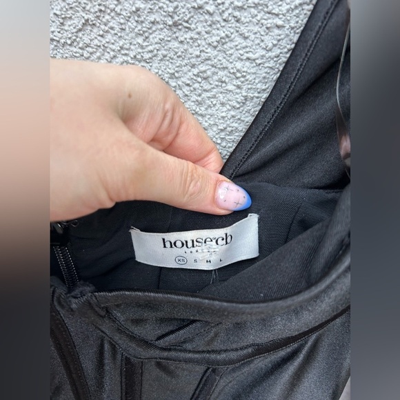 HOUSE OF CB 'Grazia' Black Disco Satin Corset Dress - Picture 7 of 9